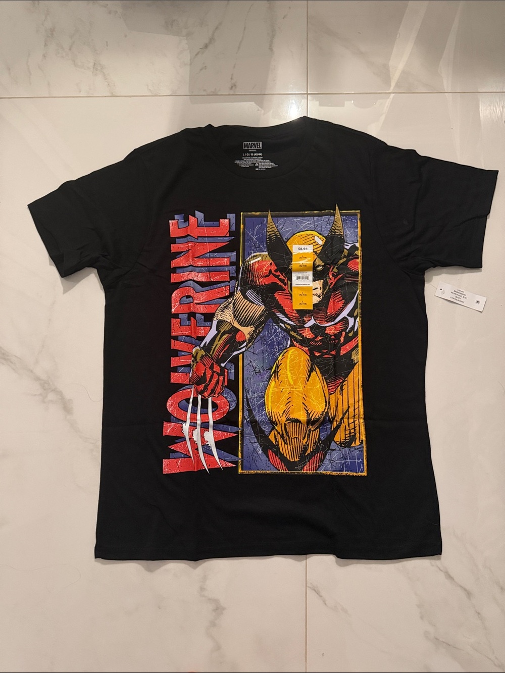 Marvel Wolverine Black Tee with Red and Yellow Graphic